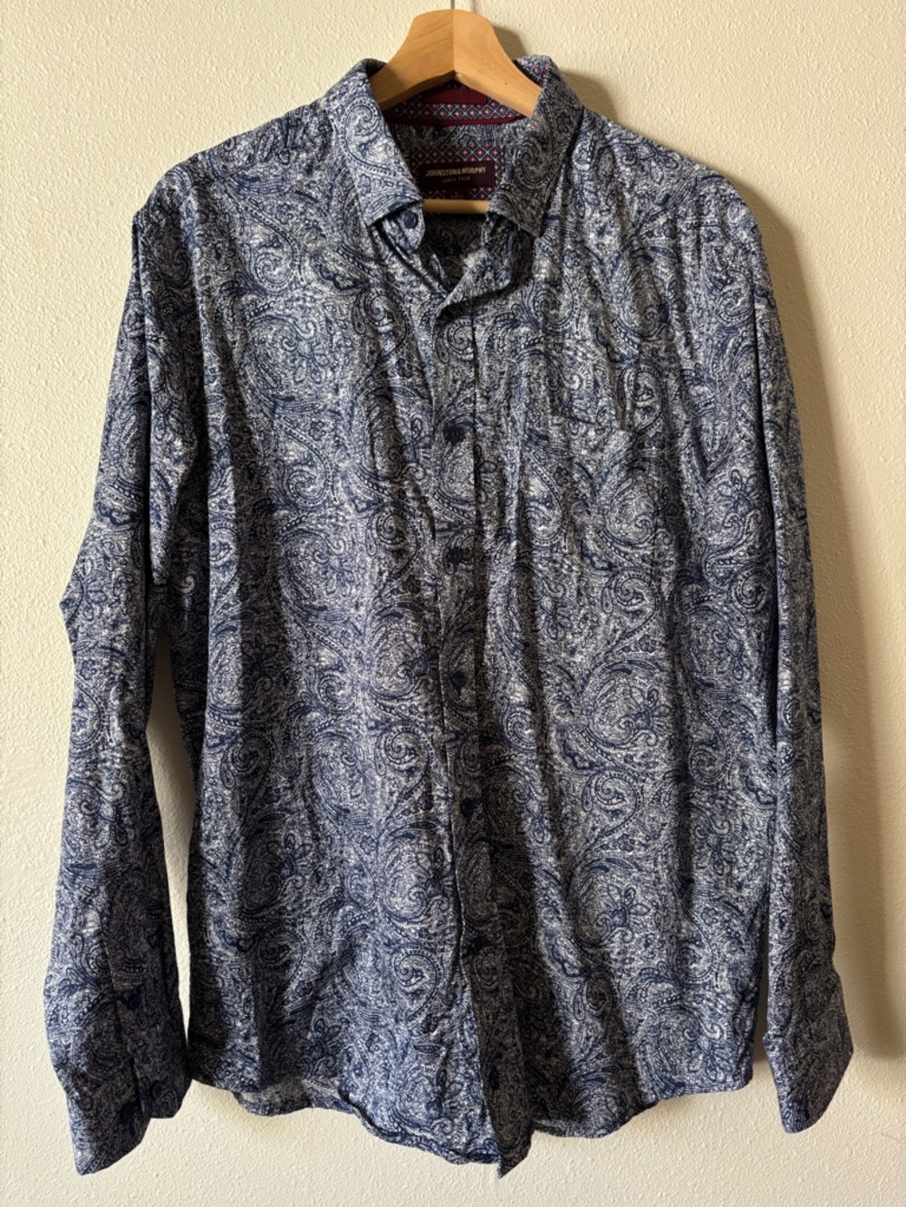 Johnston & Murphy Floral Paisley Print Long Sleeve Woven Button Down Shirt L